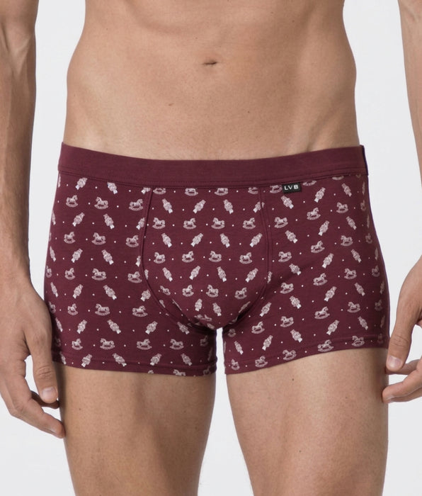 Lovable Boxer Funny Xmas in Stretch Cotton, bordeaux stampa xmas