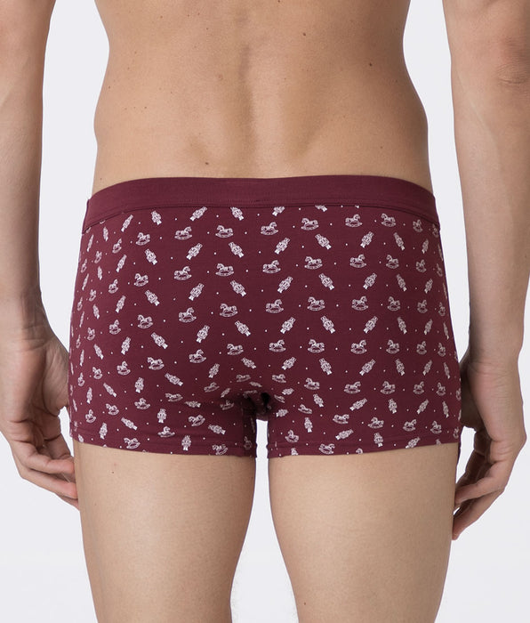 Lovable Boxer Funny Xmas in Stretch Cotton, bordeaux stampa xmas