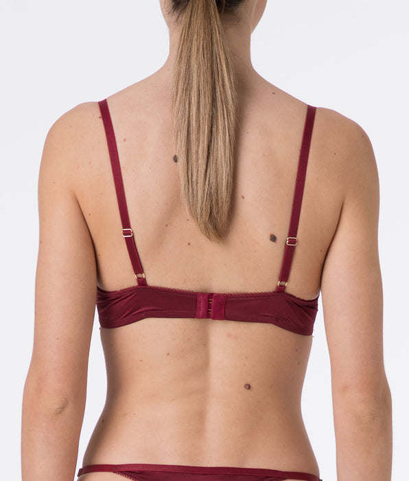 Lovable Underwired Push-Up Bra Le Studio in lace and tulle, dark red