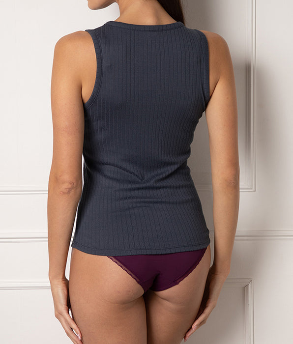 Lovable Canotta spalla larga Light Rib, grigio antracite