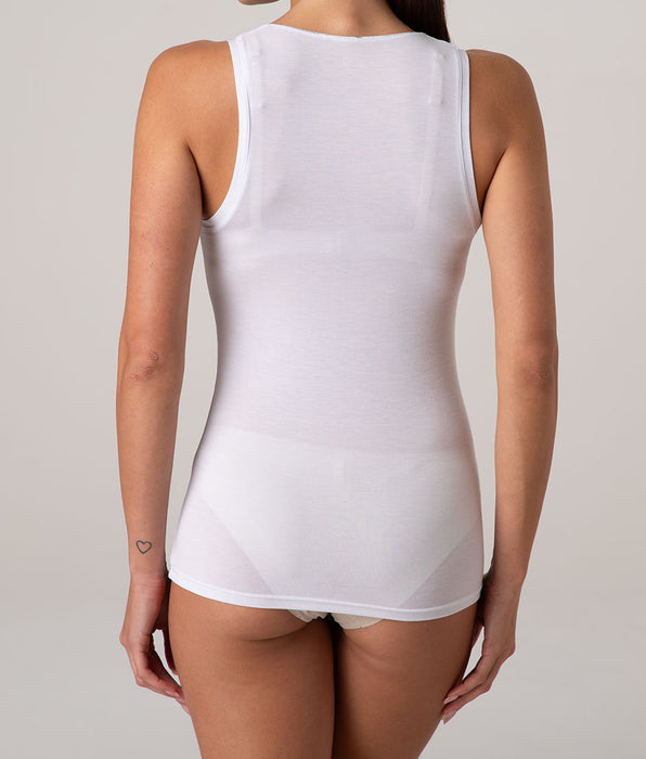 Lovable Canotta Scollo Tondo Micromodal con dettaglio lurex, bianco
