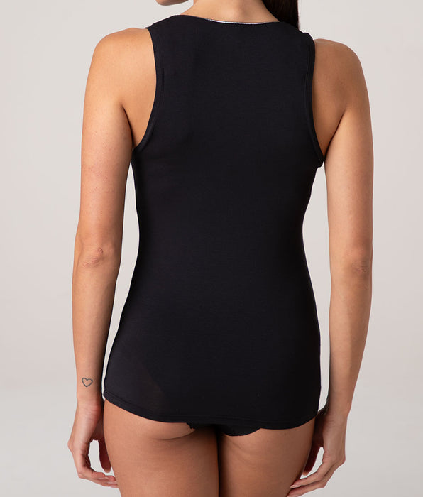 Lovable Canotta Scollo Tondo Micromodal con dettaglio lurex, nero