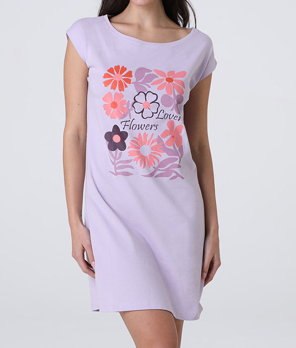 Lovable Camicia da Notte Manica Corta in Jersey, lilla