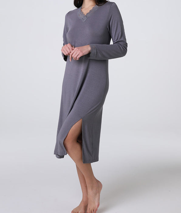 Lovable Camicia da Notte Lunga scollo a V Elegant Modal, grigio antracite