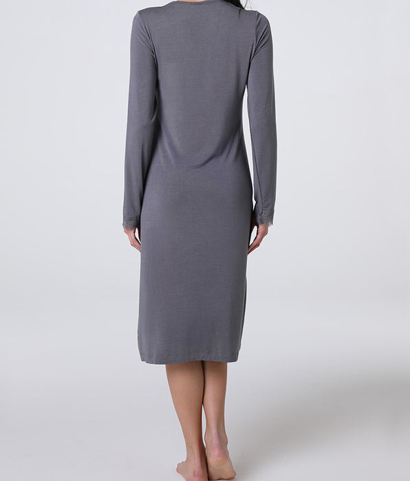 Lovable Camicia da Notte Lunga scollo a V Elegant Modal, grigio antracite
