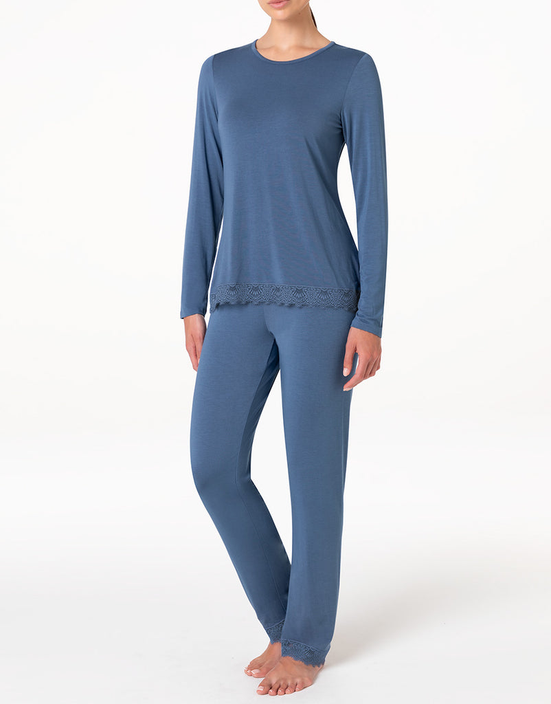 Normann Pigiama da donna in spugna con elegante effetto a righe, Colore: rosso, 36-38
