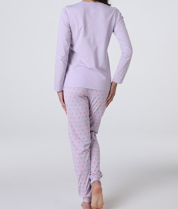 Lovable Pigiama Lungo serafino in Jersey, lilla