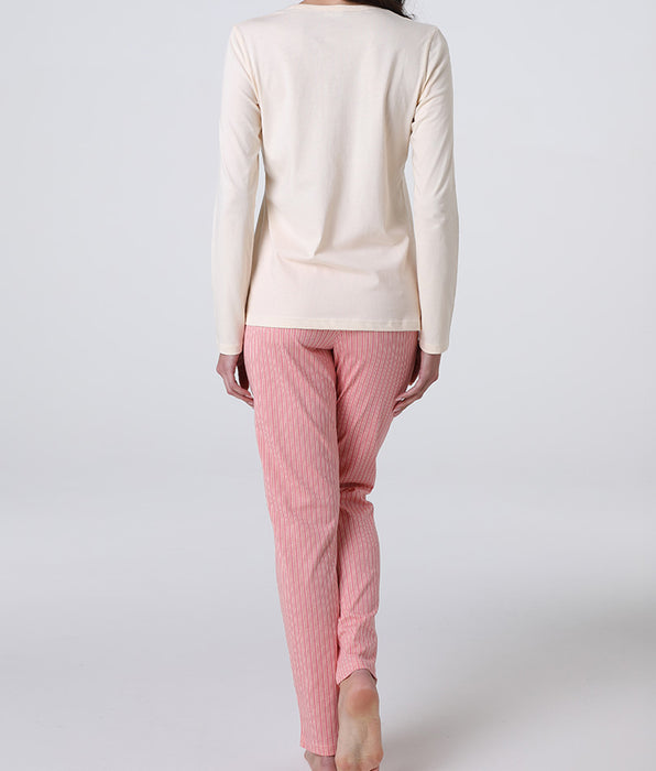 Lovable Pigiama Lungo in Jersey, avorio stampato