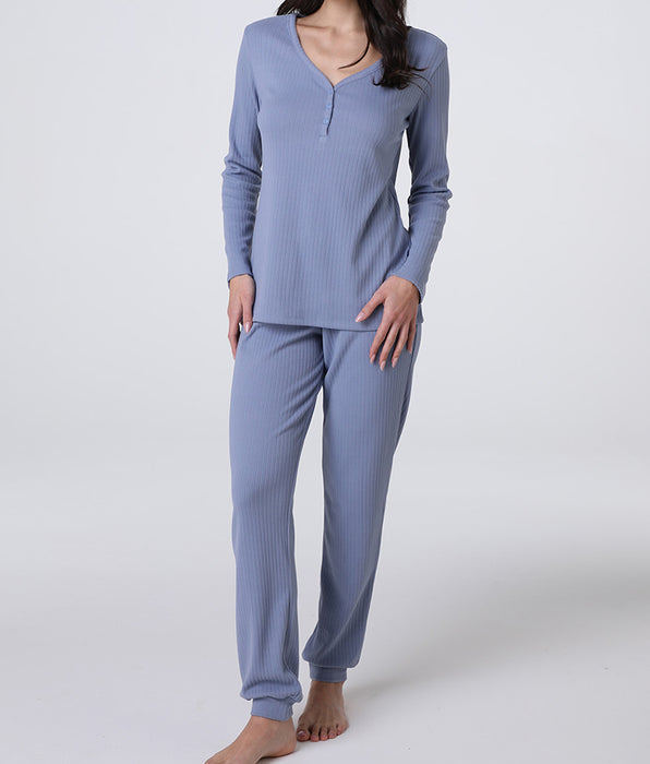 Lovable Pigiama Lungo Scollo a V Rib, avio