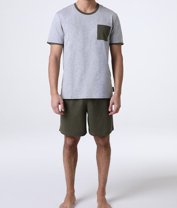 Lovable Pigiama Corto Girocollo in Jersey, grigio melange