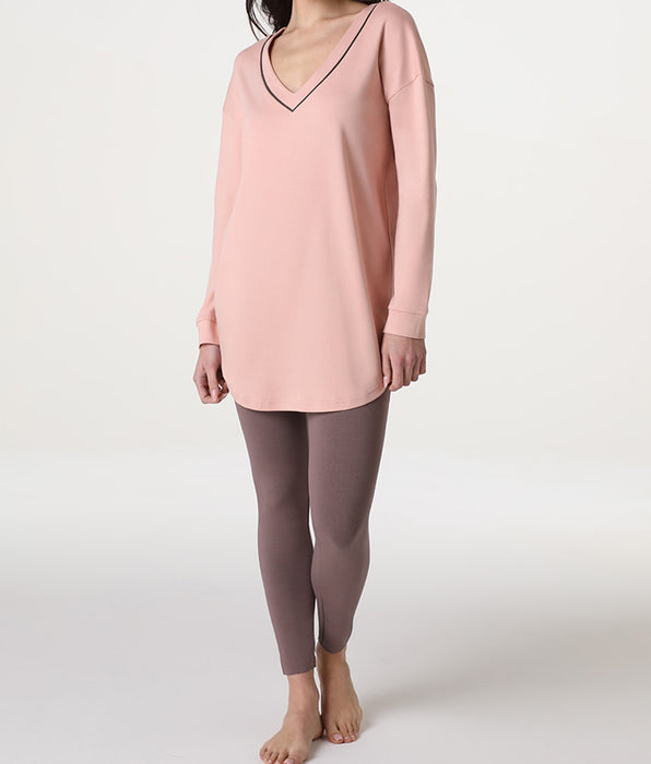 Lovable Pigiama Lungo Scollo a V in Interlock, rosa blush