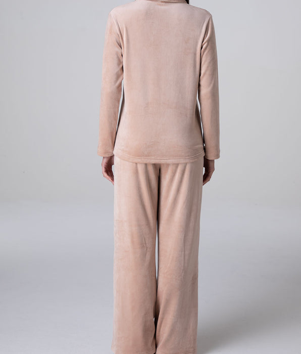 Lovable Long Open Chenille Pajamas, latte brown