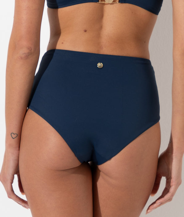 Lovable High-Waisted Bikini Bottom with Ruching Rephined Shaping Micro, navy blue