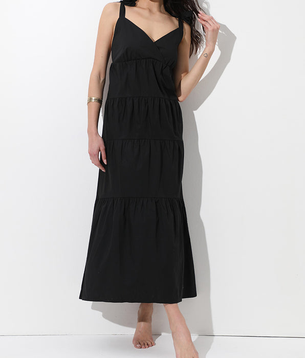 Lovable Abito Lungo con Spalline in Cotone, nero