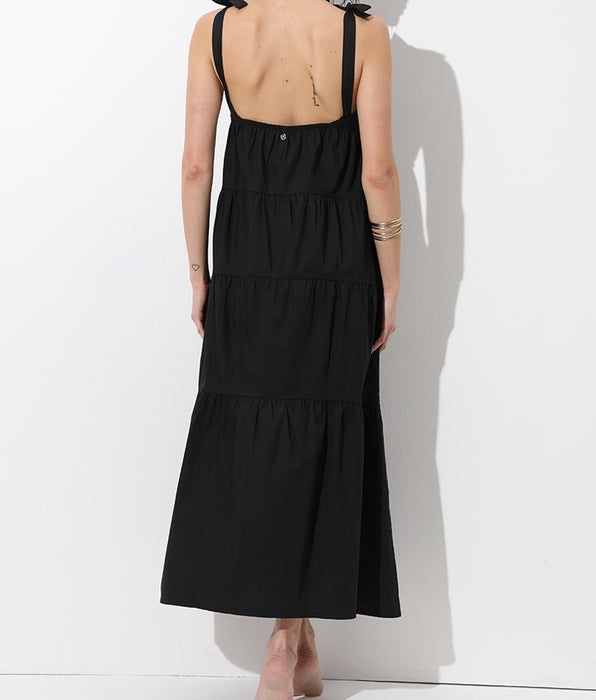 Lovable Abito Lungo con Spalline in Cotone, nero