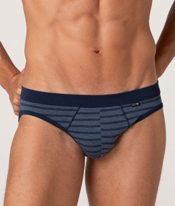 Lovable Slip Jacquard Cotton Modal, righe blu navy e grigio