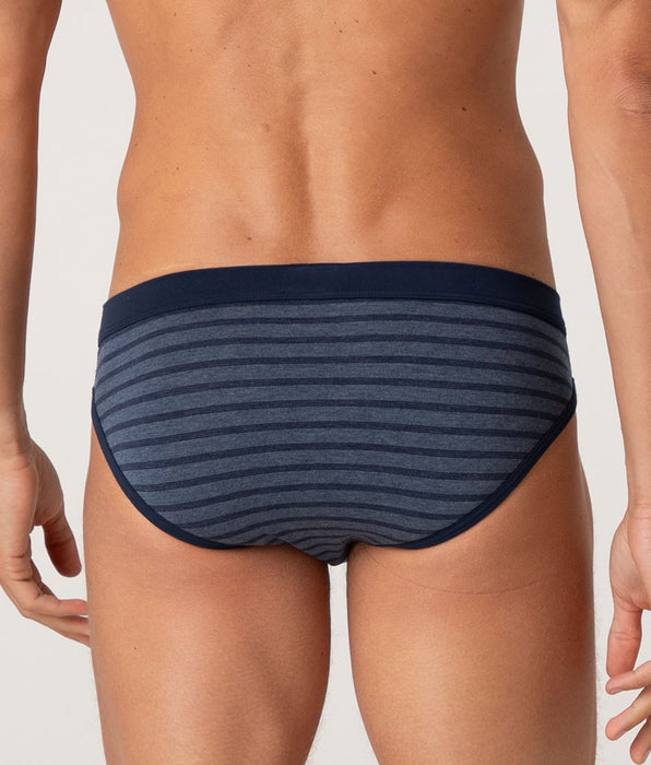 Lovable Slip Jacquard Cotton Modal, righe blu navy e grigio