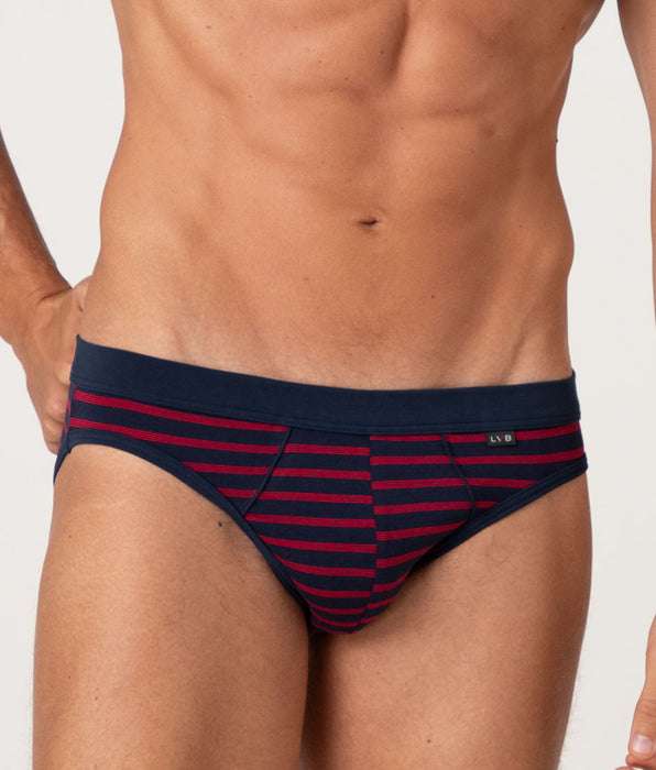 Lovable Slip Jacquard Cotton Modal, righe antracite melange e rosso