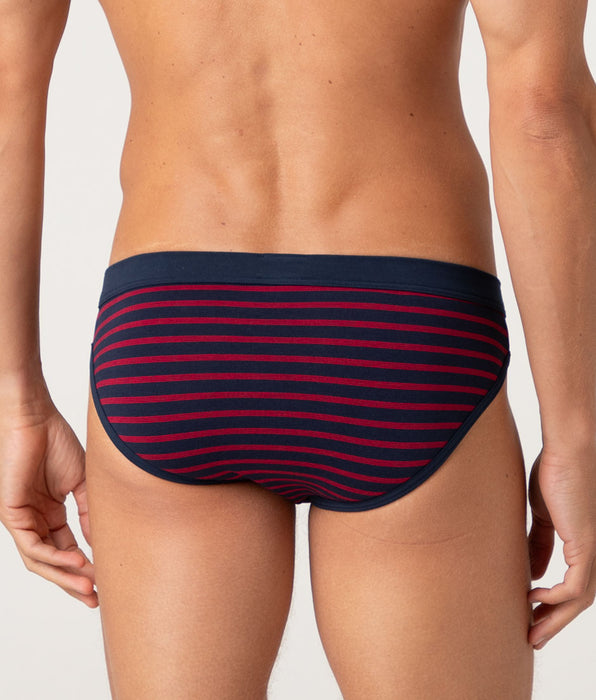 Lovable Slip Jacquard Cotton Modal, righe antracite melange e rosso