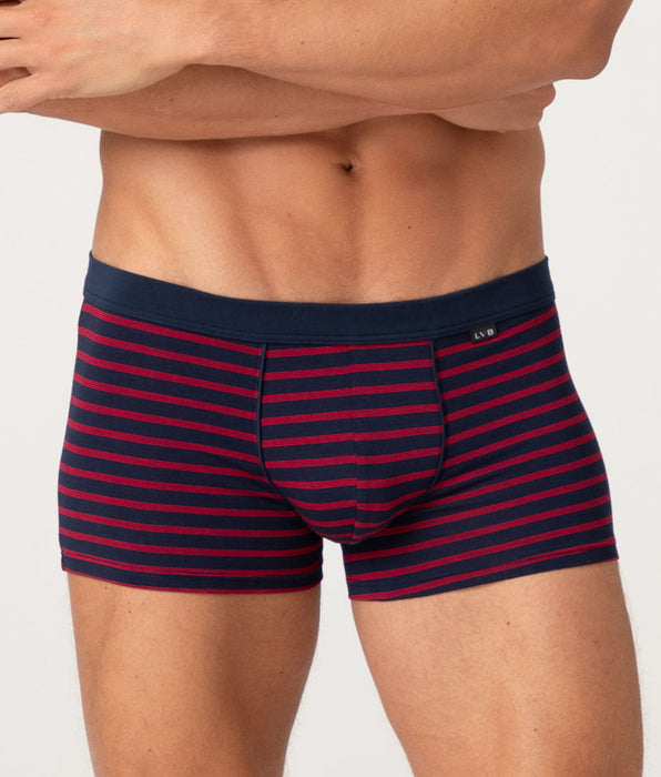Lovable Boxer Jacquard Cotton Modal, righe antracite melange e rosso