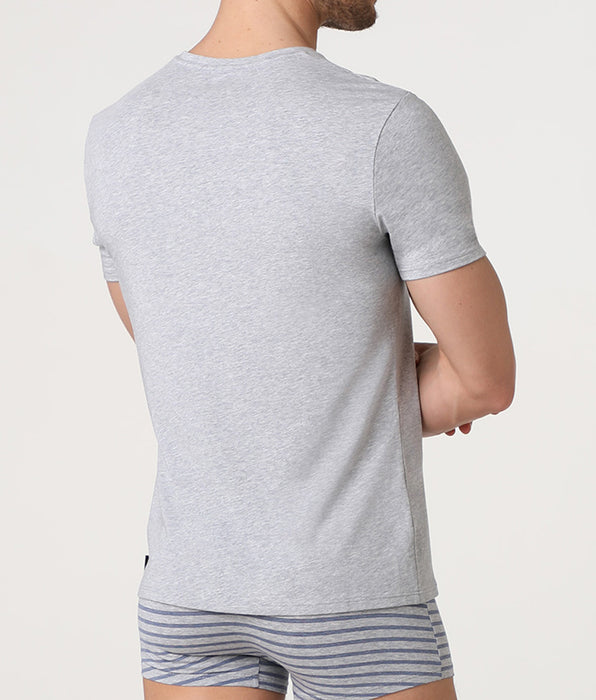 Lovable Jacquard Cotton Modal Crew Neck T-Shirt, heather gray