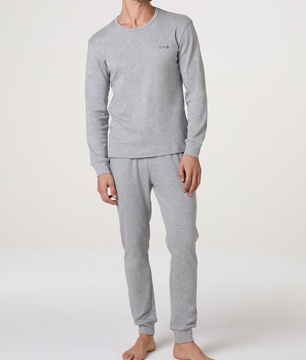 Lovable Pigiama Lungo Girocollo Interlock, grigio melange