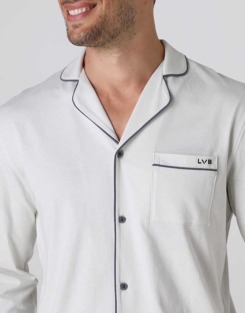 LOVABLE LVB Pigiama Uomo In Cotone – Manica Lunga, Grigio, Taglia M - 5