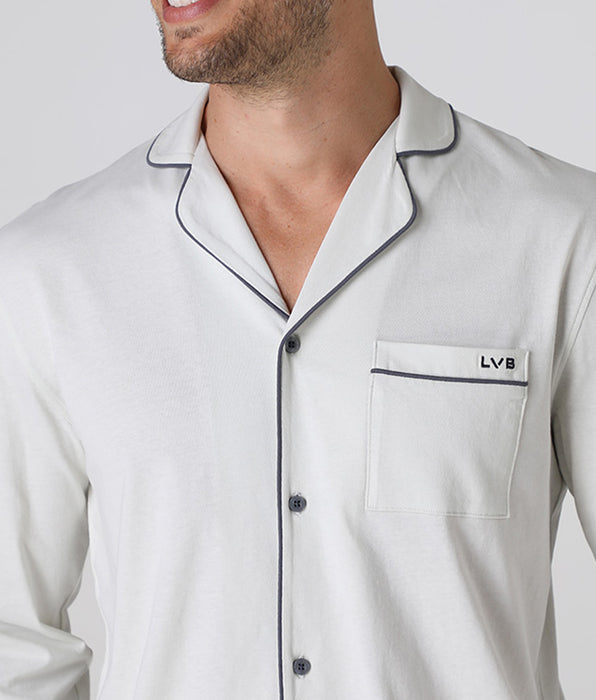 Lovable Pigiama Lungo Aperto in Jersey di cotone, grigio chiaro