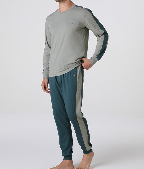 Lovable Pigiama Lungo Girocollo in Jersey, verde vintage