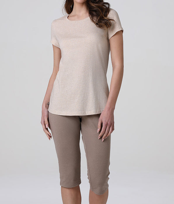 Lovable Capri Jersey Crew Neck Pajamas, Cappuccino