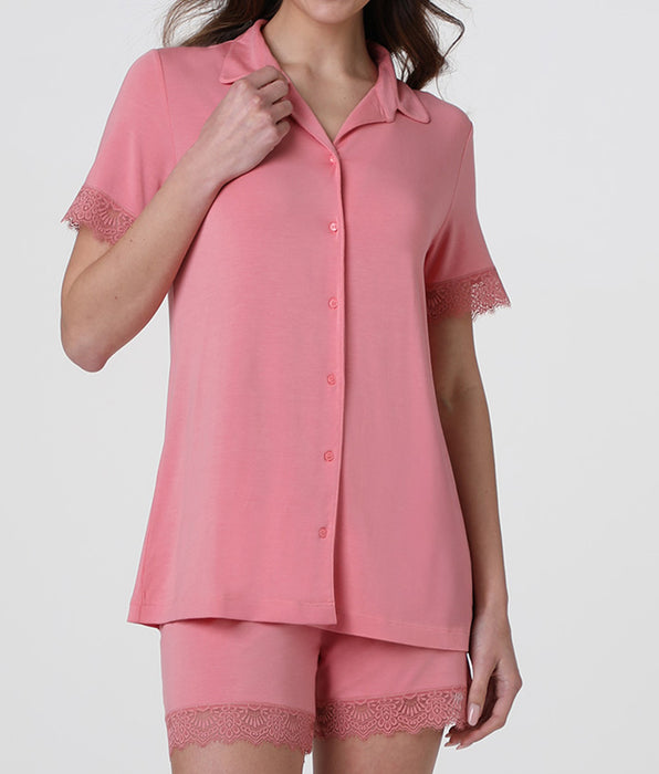 Lovable Pigiama Corto Aperto Elegant Modal, rosa malva