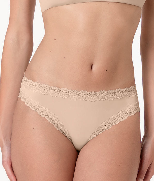 Lovable Brasiliano Lacy Micro in microfibra con pizzo, nudo chiaro