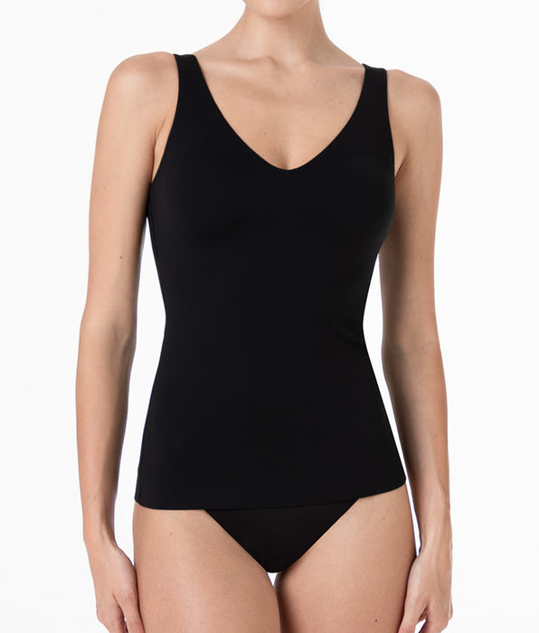 Lovable Canotta Scollo a V con Reggiseno Integrato Invisible Fusion in microfibra, nero