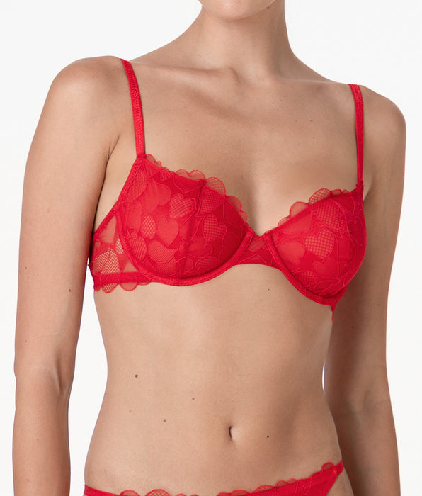 Lovable Reggiseno con Ferretto Romance Hearts in tulle, rosso cuori