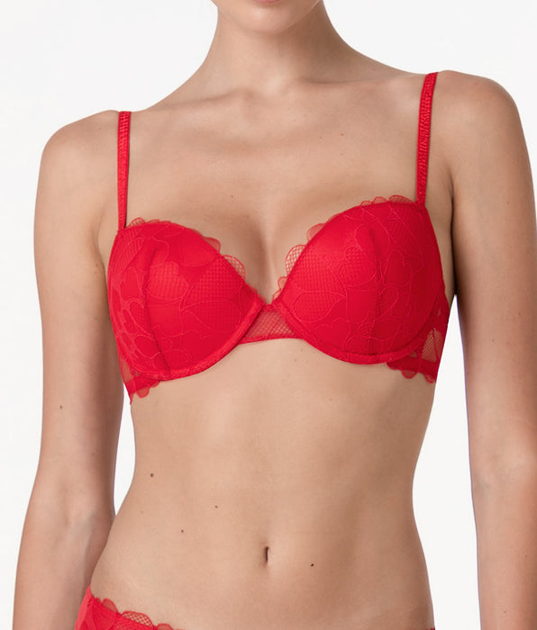Lovable Reggiseno con Ferretto Push-Up Romance Hearts in tulle, rosso cuori