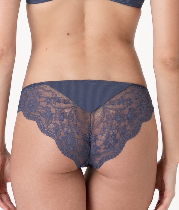 Lovable Slip Casual Rib Lace in microfibra e pizzo, blu polvere