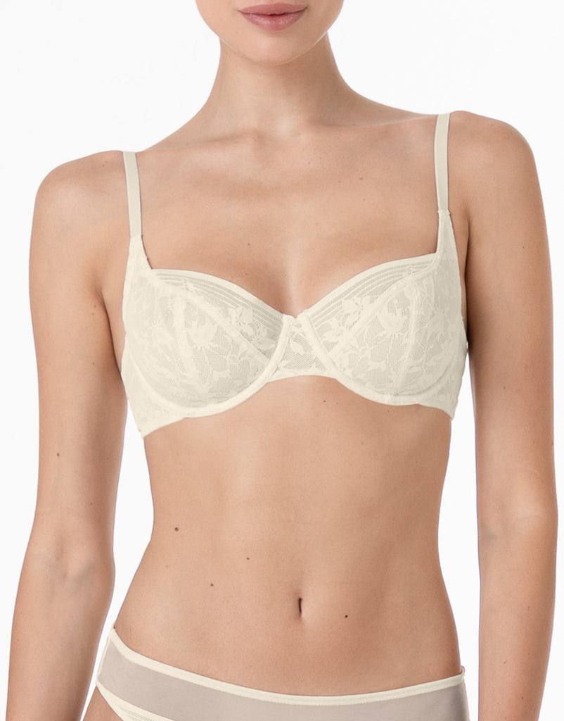 Reggiseno LOVABLES In Pizzo Bali Stile Plunge #L104 &ndash; Taglia 34C, Bianco, Con Ferretto