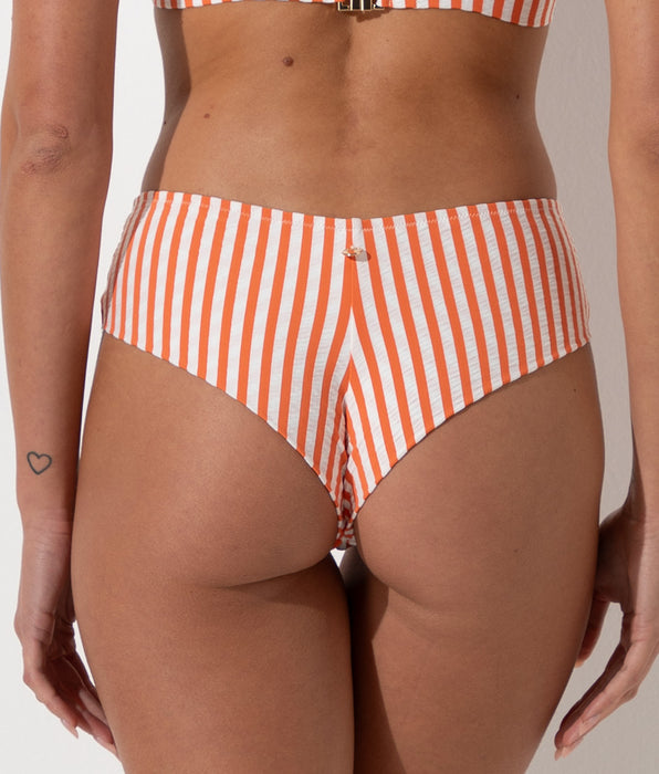 Lovable Costume Culotte Brasiliano Resort Wavy Micro, righe arancio pesca e avorio