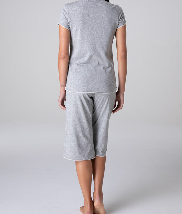 Lovable Pigiama Capri in Jersey, grigio melange