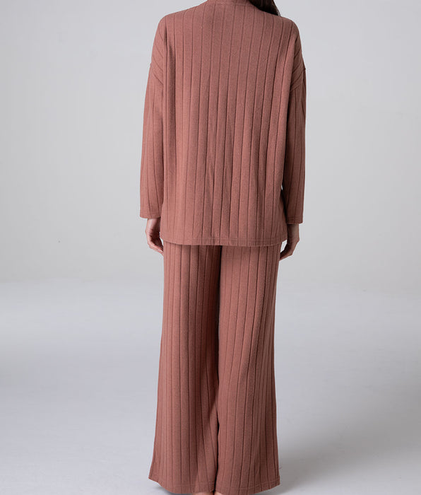 Lovable Open Cardigan Loungewear in Warm Rib-Knit, warm amber