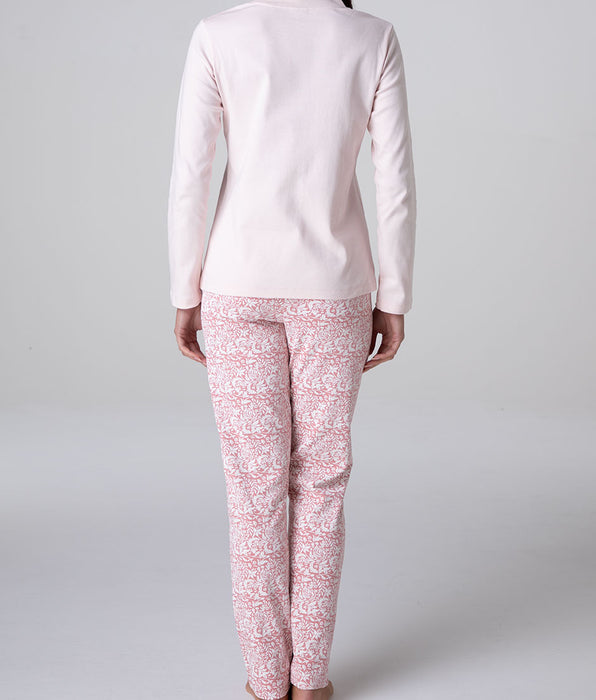 Lovable Long Open Interlock Pajamas, powder pink