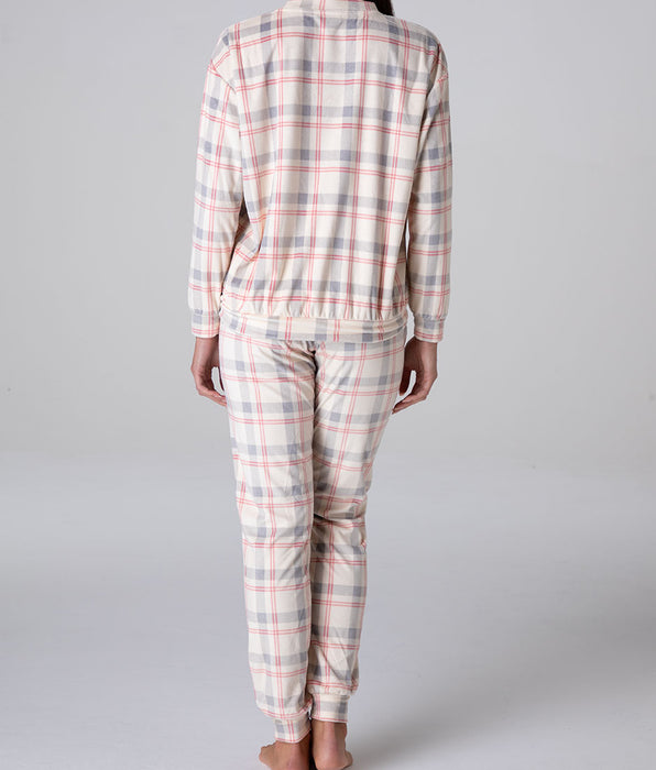 Lovable Homewear Girocollo in Micropile, bianco latte stampato