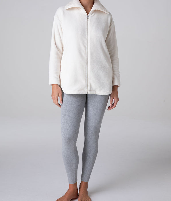 Lovable Homewear Aperto in Pelliccetta e Jersey, bianco latte