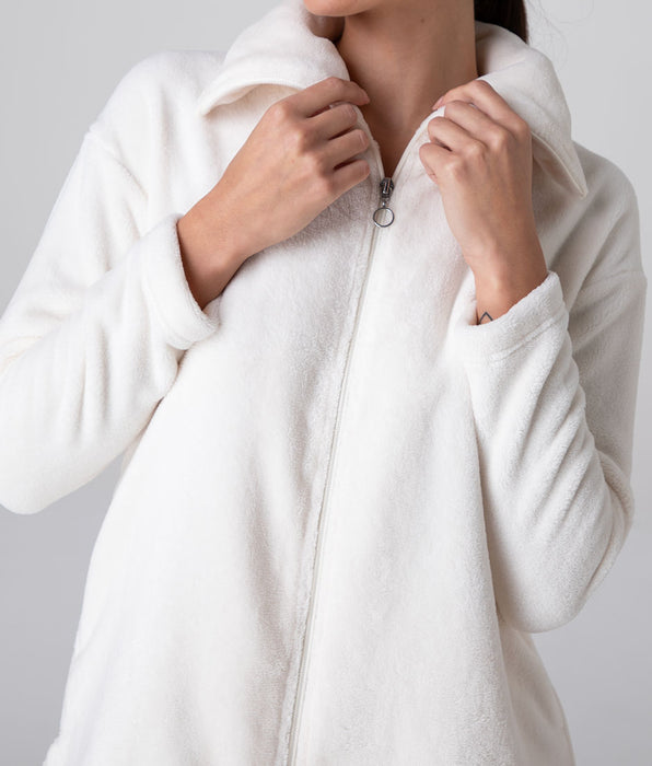 Lovable Homewear Aperto in Pelliccetta e Jersey, bianco latte