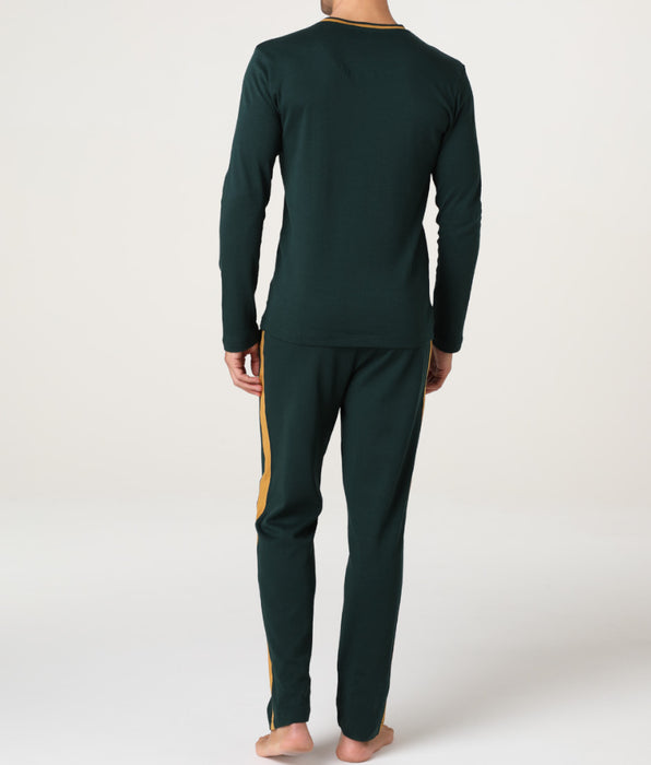 Lovable Pigiama Lungo Girocollo in Interlock, verde scuro