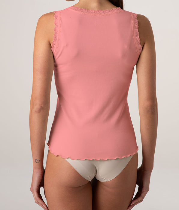 Lovable Warm Modal and Silk Lace Tank Top, Light Terracotta
