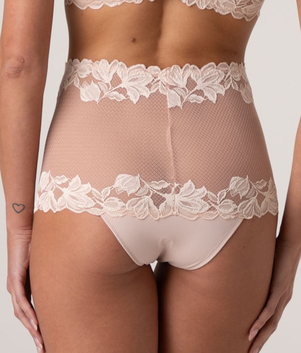 Lovable Elegant Muse Lace High Briefs, pearled ivory and pink