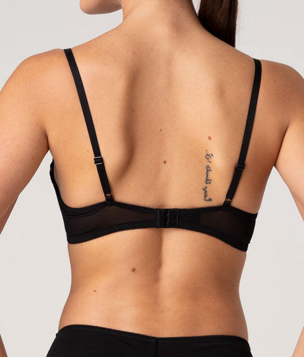 Lovable Dot Lace Padded Triangle Non-Wired Bra in lace, black