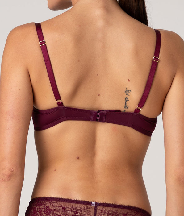 Lovable Reggiseno Imbottito senza Ferretto Beauty Lace in pizzo e microfibra, vinaccia