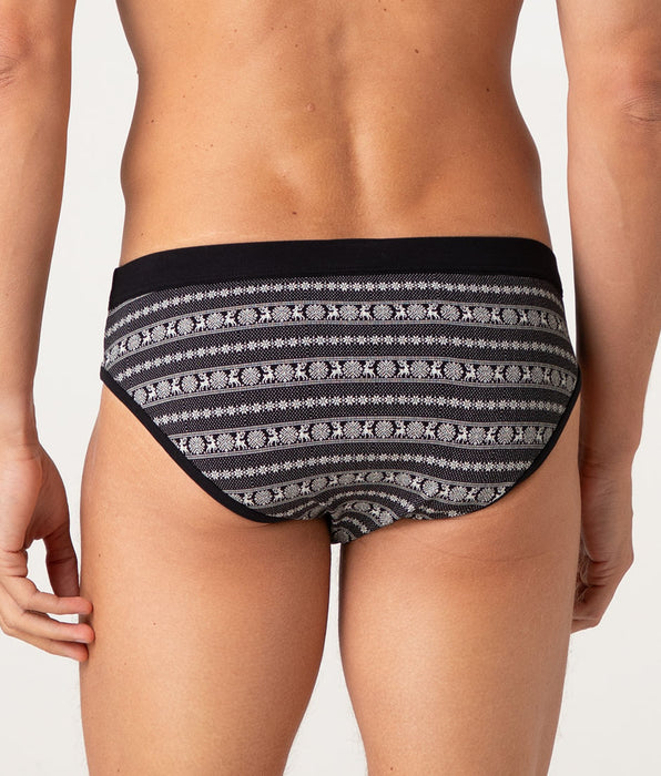 Lovable Men's Funny Xmas Stretch Cotton Briefs, black winter print